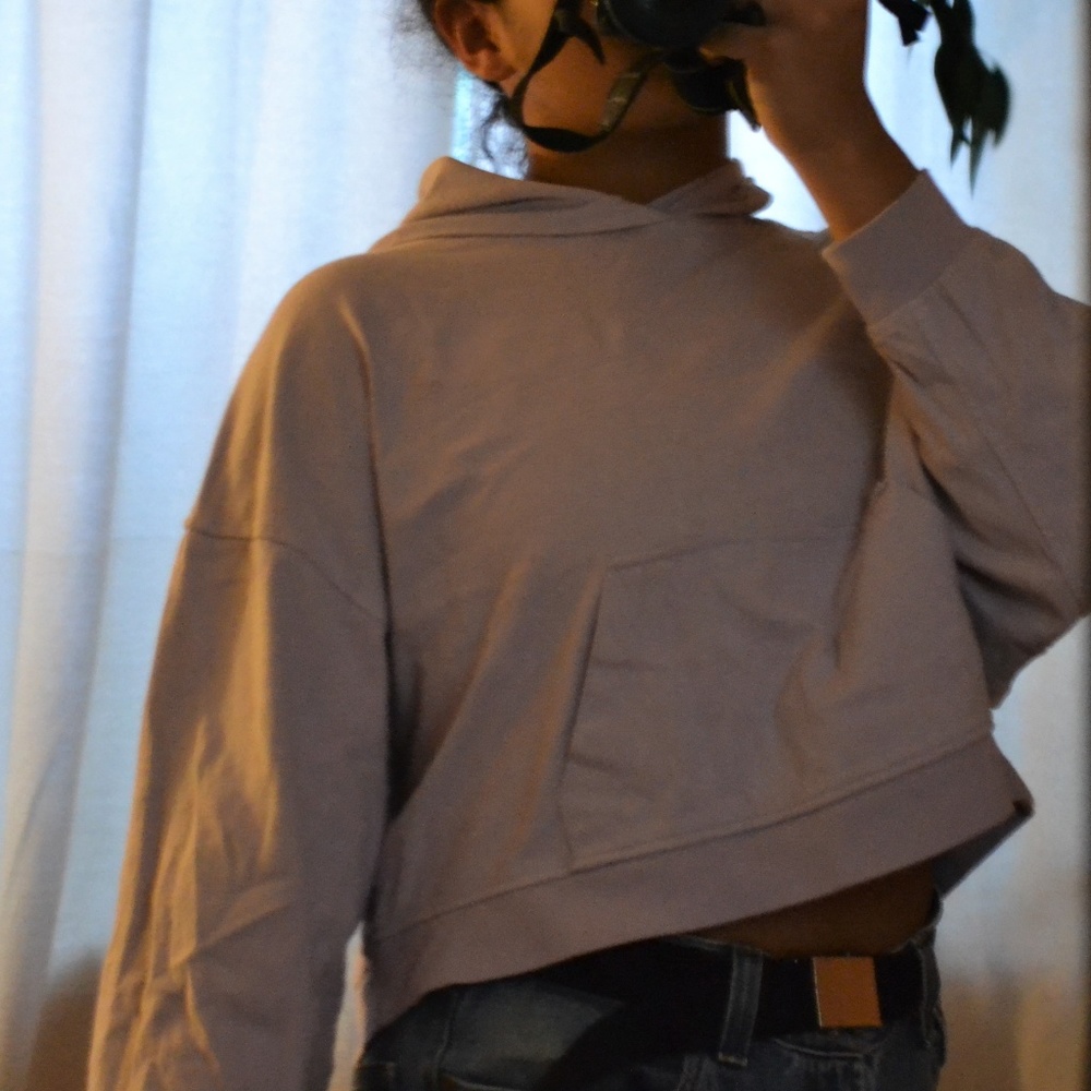 forever 21 lavender fleece cropped hoddie